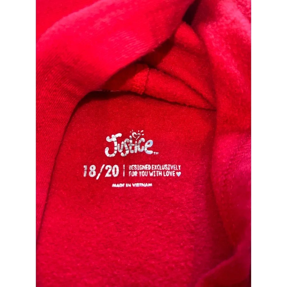 Justice‎ Girls Red Hoodie with Panda Bear pocket size 18/20 - Picture 6 of 7